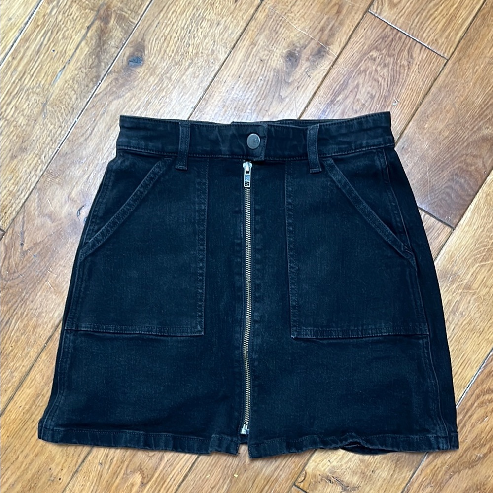 Madewell Black Zip Front Mini Skirt w/ Pockets